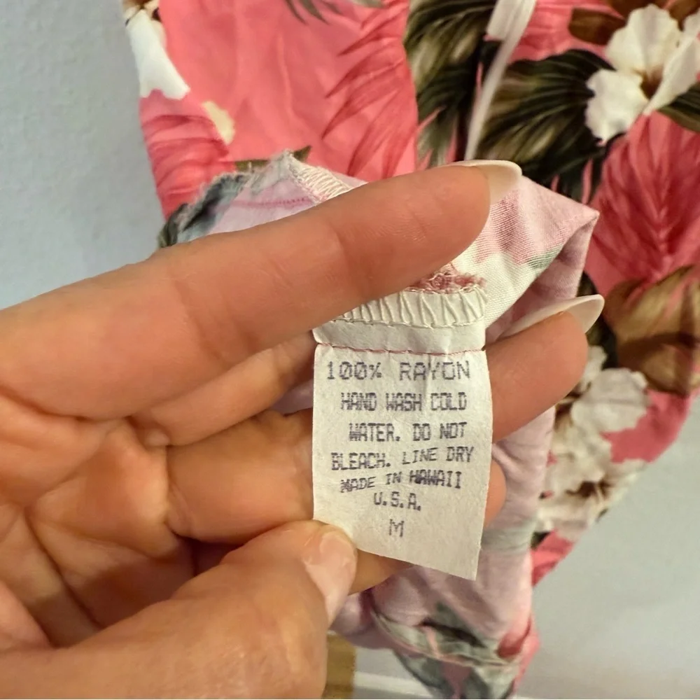 Hilo Hattie- Pink Hawaiian Print Mini Dress - Size M